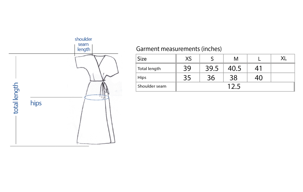 Wrap dress size chart